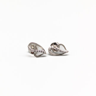 Silver earrings Heart with Stones S925 1.21g 12.5mm
