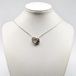 41.5cm Curb Chain in Silver with Pendant Heart with White Stones S925 5.7g