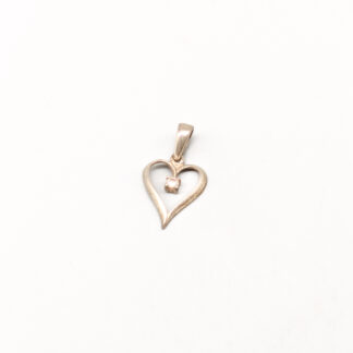 Pendant in Silver Heart with White Stone S925 0.91g 18mm
