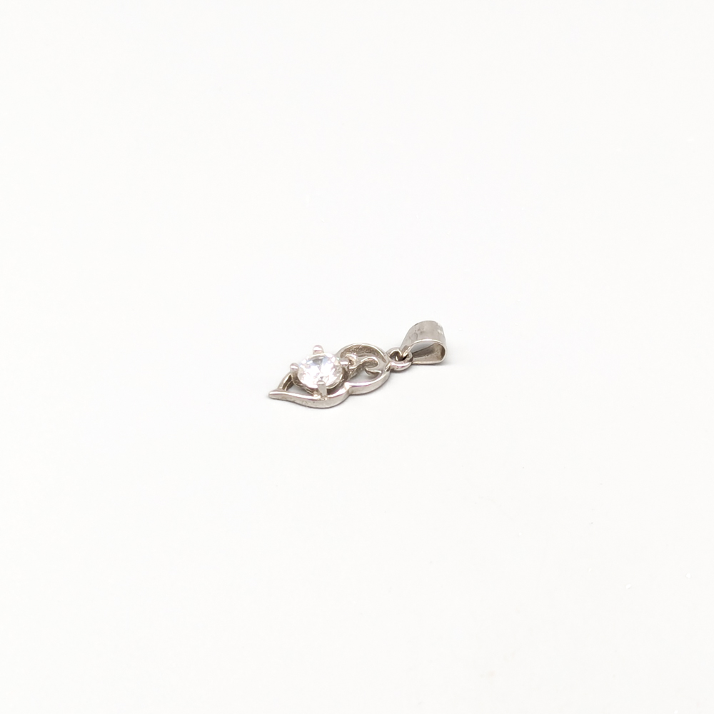 Silver Pendant with White Stone S925 0.99g 17mm - Image 2