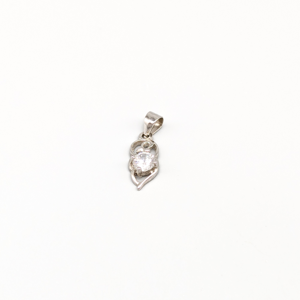 Silver Pendant with White Stone S925 0.99g 17mm