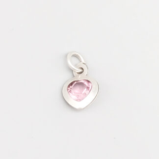 Pendant in Silver with Pink Stone S830 0.3g 7mm