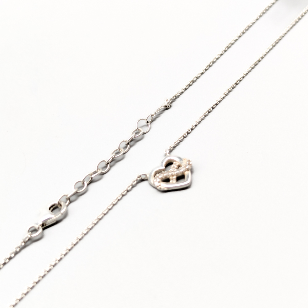 44cm Cable Chain in Silver with heart S925 2.75g