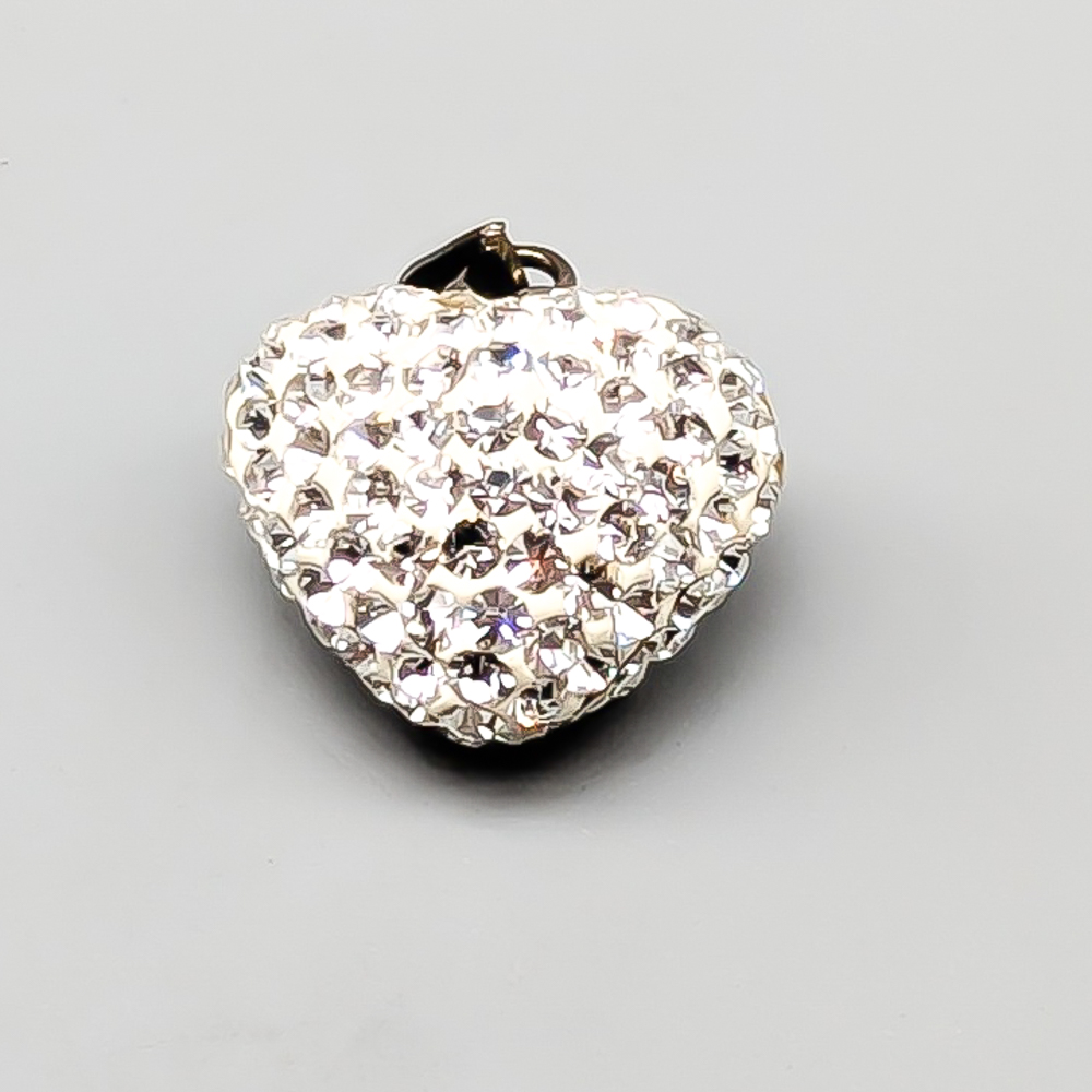 Pendant in Silver Heart with Rhinestones S925 1.41g 15mm