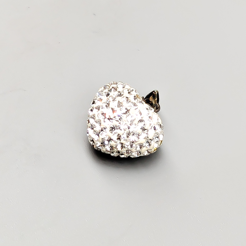 Pendant in Silver Heart with Rhinestones S925 1.41g 15mm - Image 2