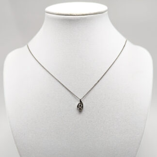 42cm Cable Chain in Silver with Pendant with White Stones S925 2.11g