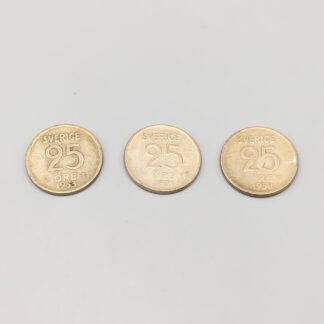 3 pcs 25 öre Sweden 1950-1972 S400 6.99g 17mm