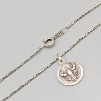 41cm Box Chain in Silver with Pendant Zodiac Sign Cancer S925 3.9g