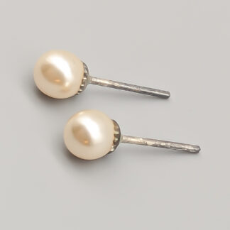Earrings in Silver with Faux Pearls S830 0.75g 6mm