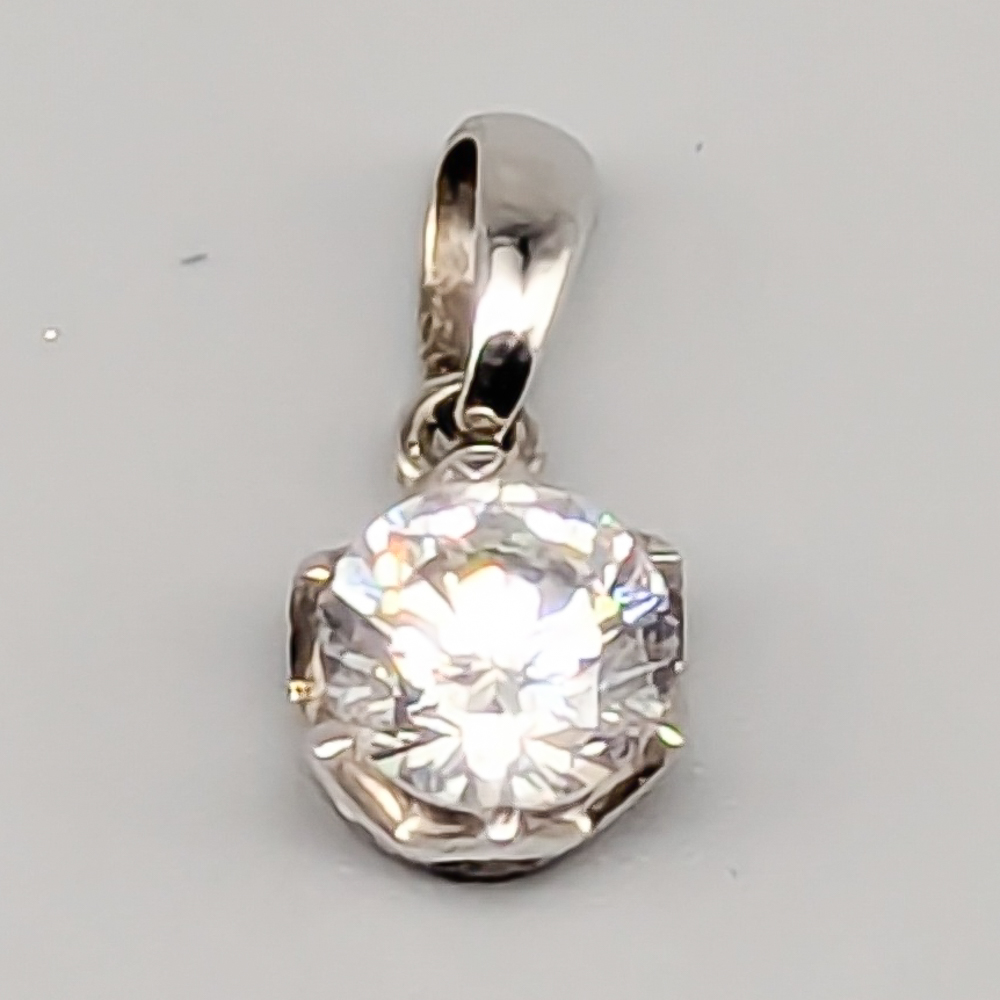 Pendant in Silver with white Stone S925 1.27g 9mm