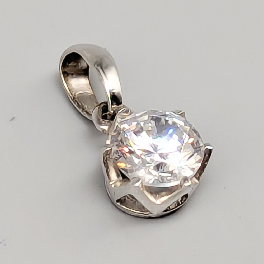 Pendant in Silver with white Stone S925 1.27g 9mm - Image 2