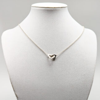 45.5cm Cable Chain in Silver with Integrated Pendant Heart with White Stone S925 3.91g