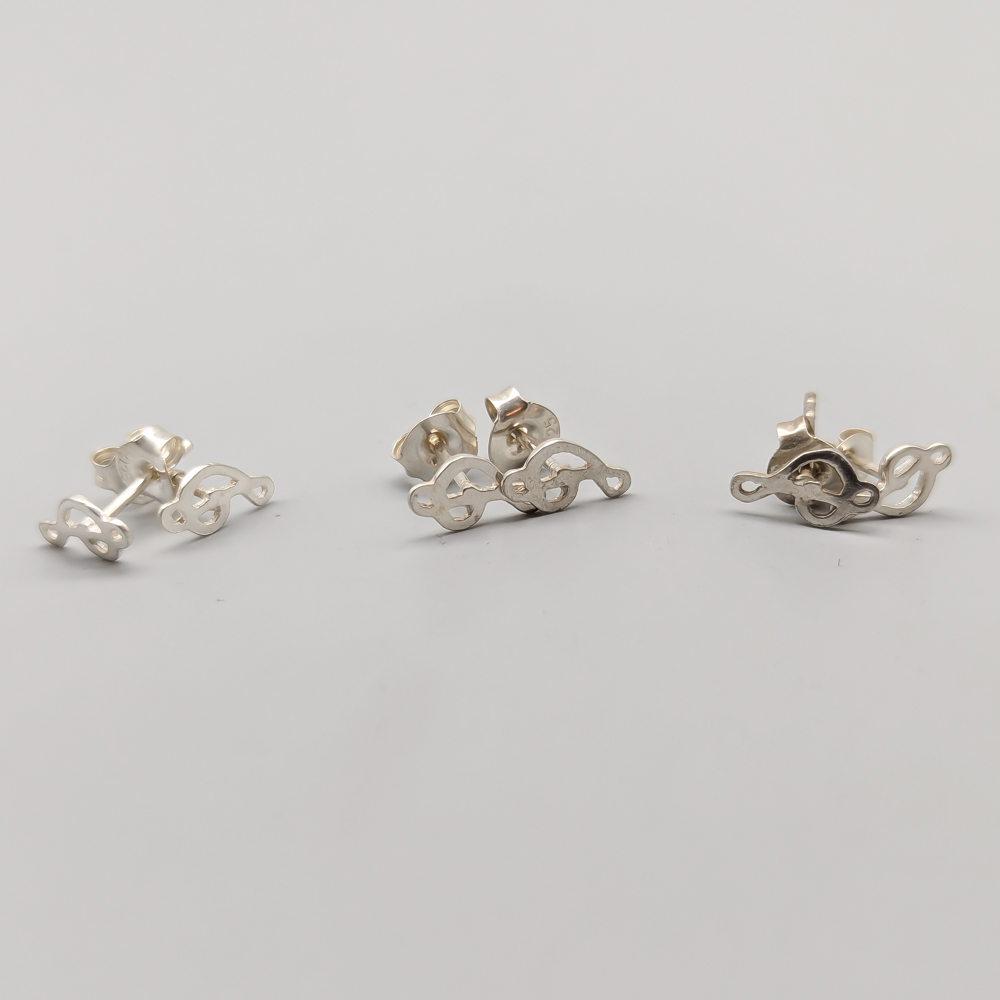 3 pairs of Earrings in Silver G-clef S925 2.27g 10mm