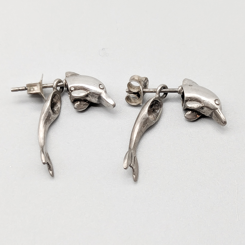 Earrings in Silver Dolphins S925 4.35g 30mm