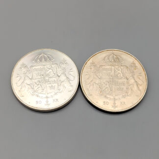 2 pcs Sweden 50 kroner, 1976 Wedding of King Carl XVI Gustaf and Queen Silvia S925 53.96g 36mm