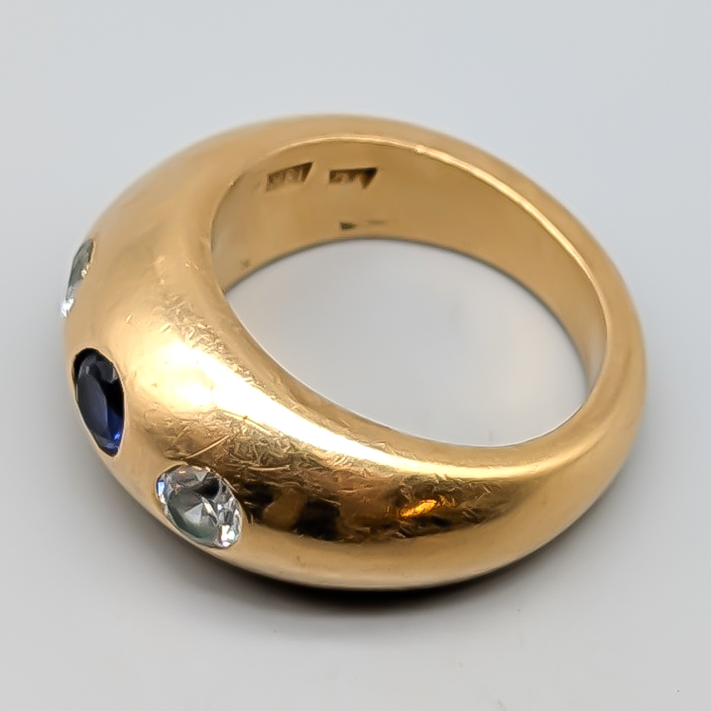 Ring in Gold with Blue and White Stones 18K 27.82g 18.5mm - Image 2