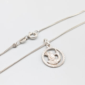 38cm Curb Chain in Silver Zodiac Sign Aquarius S925 2.93g