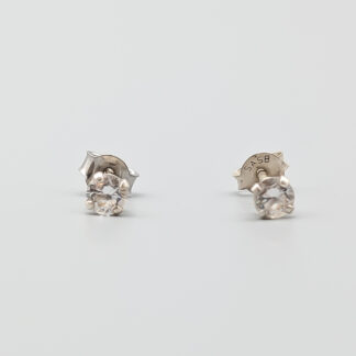 Earrings in Silver with White Stones S925 0.64g 4mm