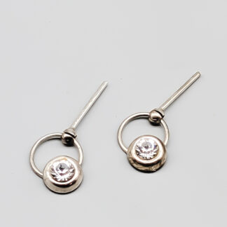 Earrings in Silver with White Stones S830 0.41g 10mm
