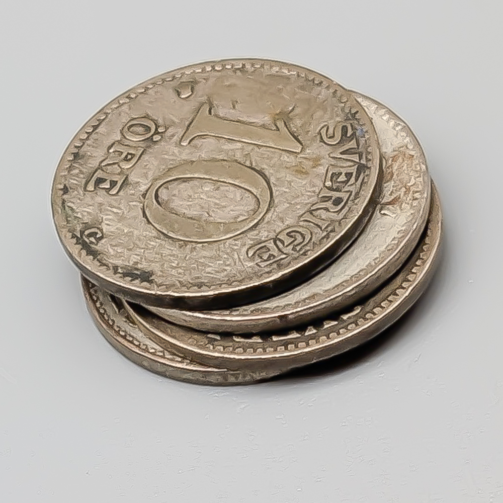 4 pcs 10 öre Sweden 1909-1942 S400 5.8g 15mm