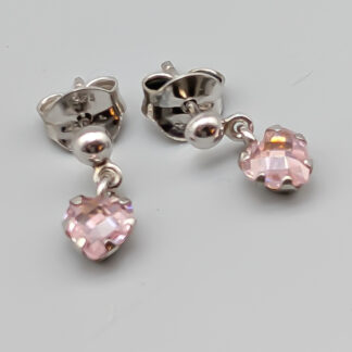 Earrings in Silver with Pink Stones S925 0.97g 11mm