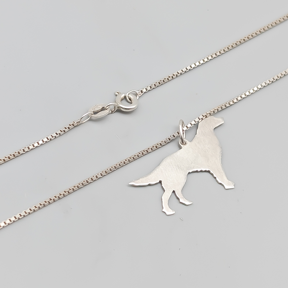 42cm Silver Box Chain with Pendant Hund S925 3.15g