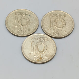 3 10 ore Sweden 1952-1962 S400 4.45g 15mm