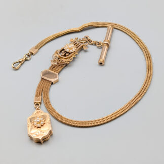 Watchlänk in Gold with Pearls and Medalong 14K 29.7g 33.5cm