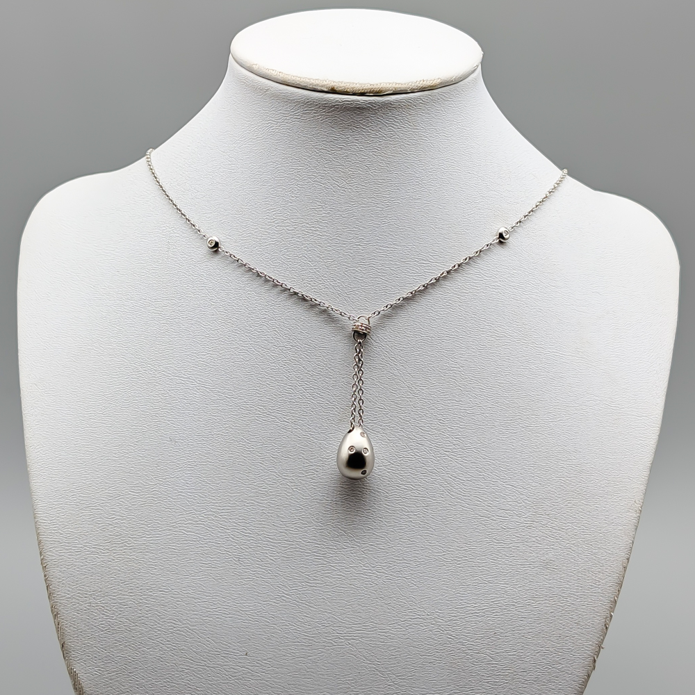 41cm Cable Chain in Gold with Integrerat Diamond Pendant 18K 6.89g