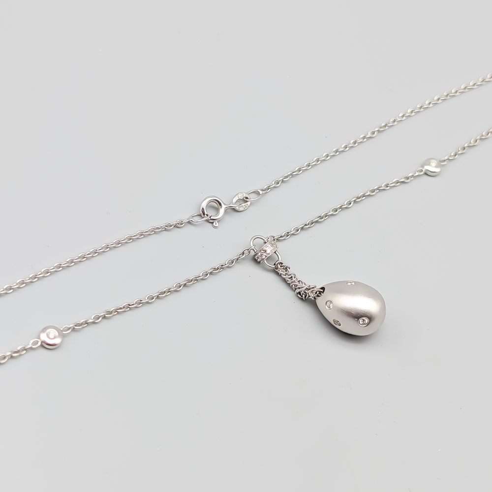 41cm Cable Chain in Gold with Integrerat Diamond Pendant 18K 6.89g - Image 2