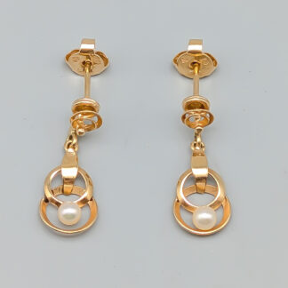 Earrings in Gold with Cultured Pearls 18K 1.92g 21mm