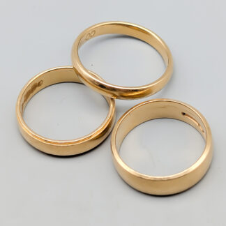 3 pcs plain ringar in Gold 18K 16.29g