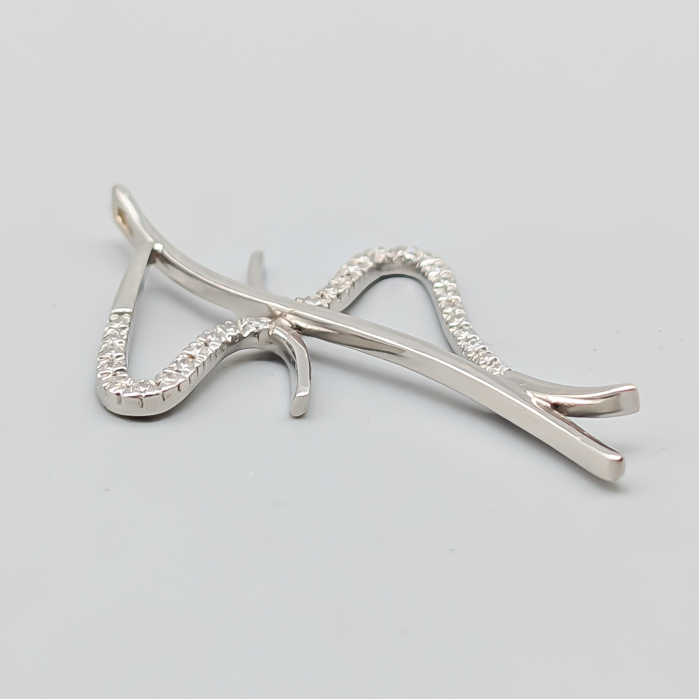 Diamond Pendant in White Gold 14K 4.46g 46mm - Image 2