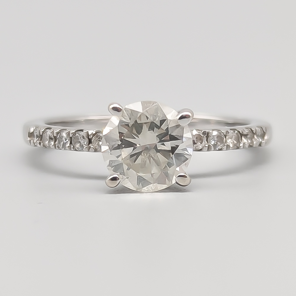 Solitaire Ring in White Gold with Diamonds 14K 1.87g 15mm