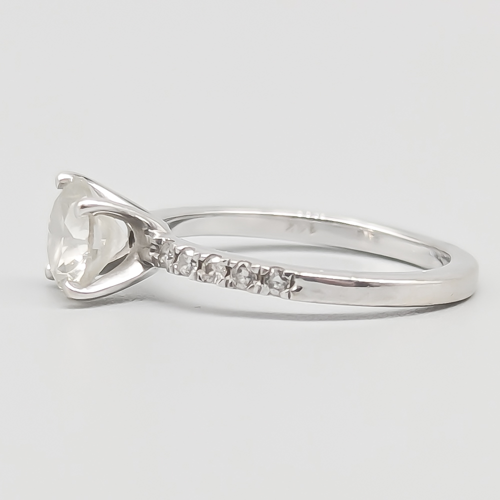 Solitaire Ring in White Gold with Diamonds 14K 1.87g 15mm - Image 3