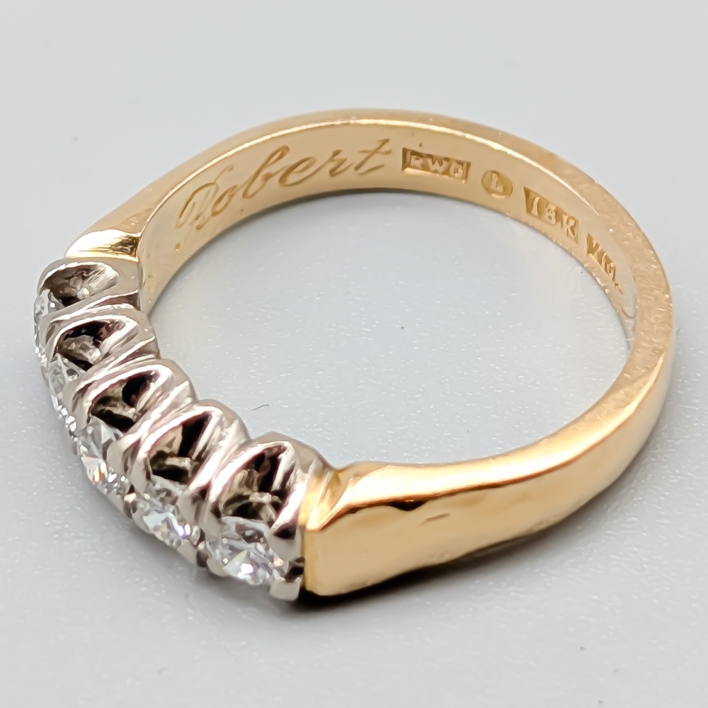 Femstonesring in Multicolored Gold with Diamonder 18K 4.37g 15.75mm - Image 3