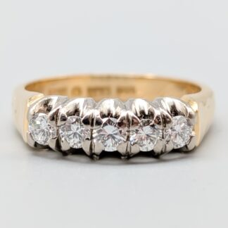 Femstonesring in Multicolored Gold with Diamonder 18K 4.37g 15.75mm
