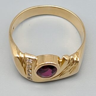 Diamantring i Guld med Rubin-0