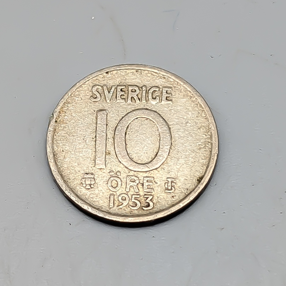 10 öre Sweden 1953 S400 1.44g 15mm