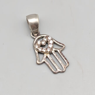 Pendant in Silver Hand with White Stones S925 0.63g 15mm