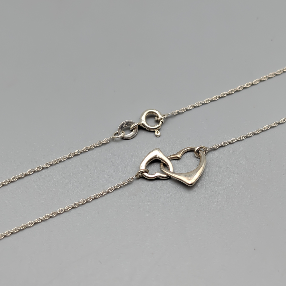 42.5cm Necklace in Silver with Integrerat Pendant Hearts S925 1.6g