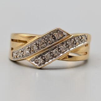 Diamond Ring in Multicolored Gold 18K 4.5g 16.25mm