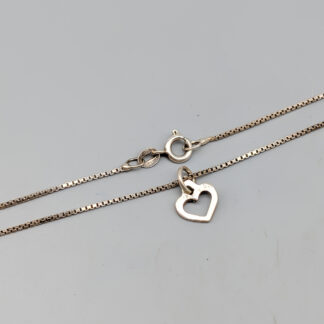 40cm Box Chain in Silver with Pendant Heart S925 2.72g