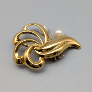 Brooch in Gold with Cultwatched Pearls 18K 2.05g 30mm