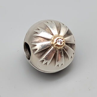 Pandora Charm in Silver with Gold Details and White Stones S925 3.08g 10mm