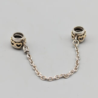 Pandora Charm in Silver and Gold Safety Chain S925 3.28g 80mm