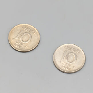 2 pcs 10 öre Sweden 1952-1962 S400 2.86g 15mm