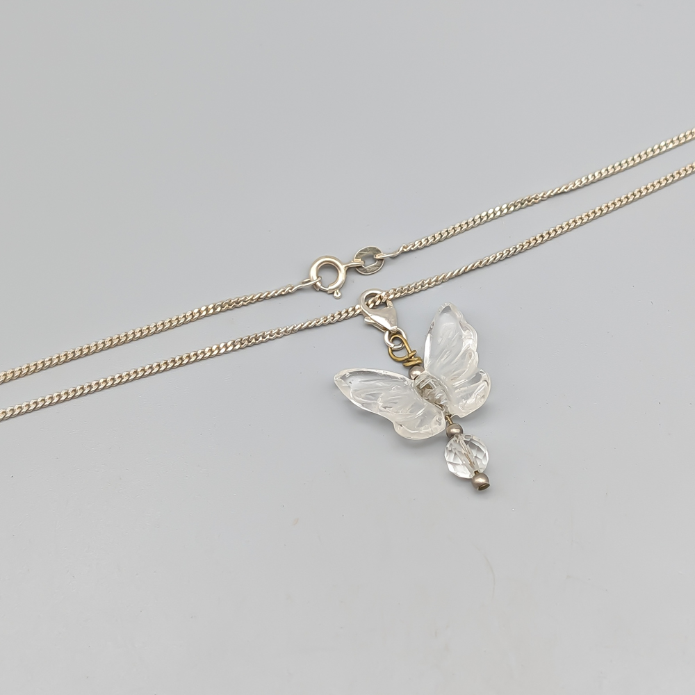42cm Curb Chain in Silver with Charm Butterfly S925 5.96g
