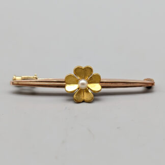 Brooch in Gold with Pearl 9K 1.47g 36mm
