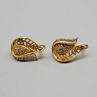 Earrings in Gold with White Stones 21K 3.75g 17mm